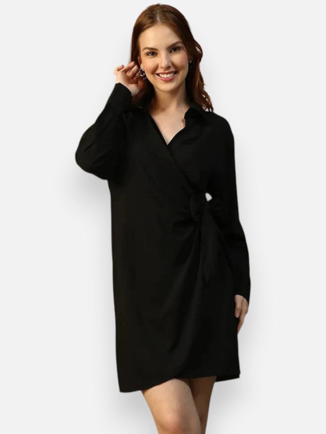 Women Black Wrap Dress