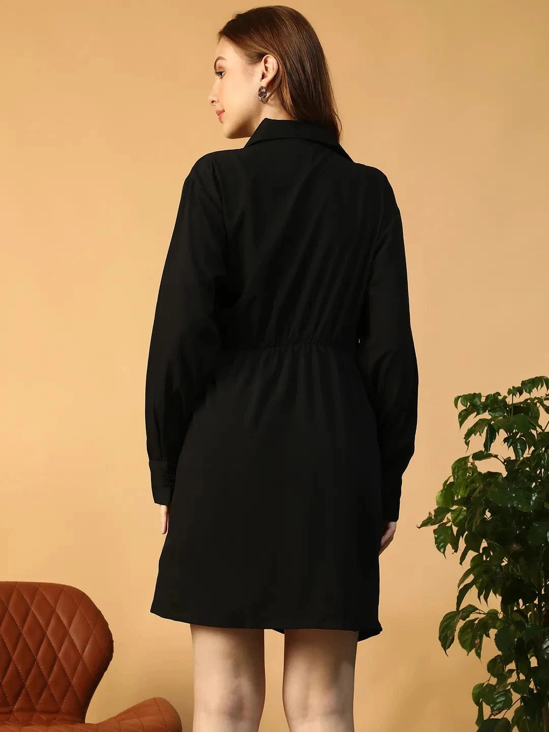 Women Black Wrap Dress