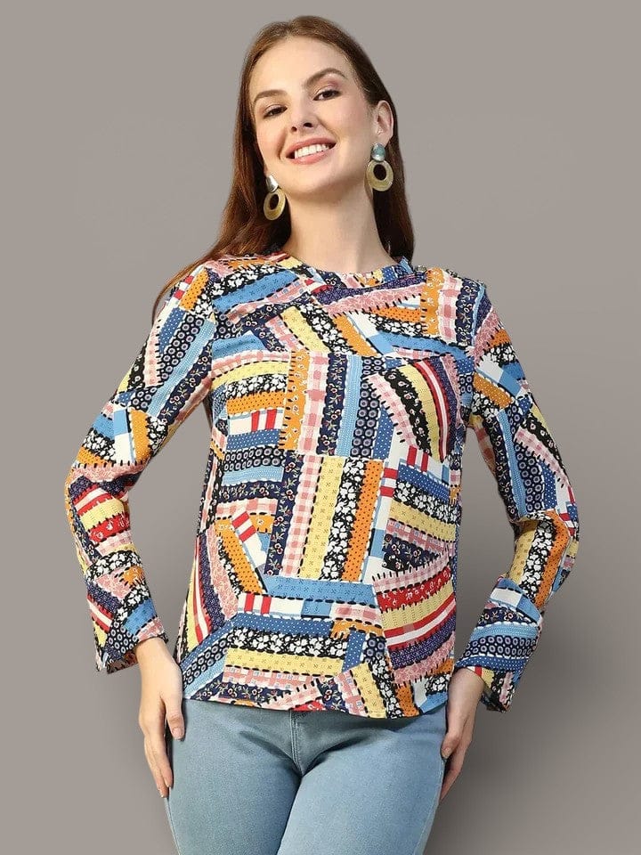 Multicolor Abstract Print Top