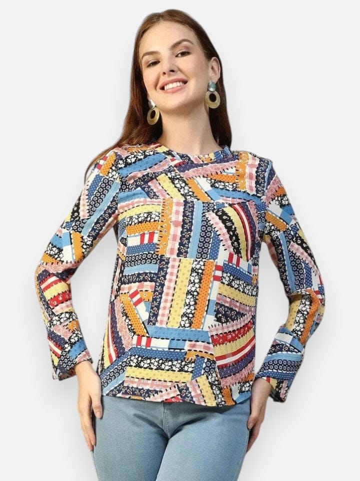Multicolor Abstract Print Top