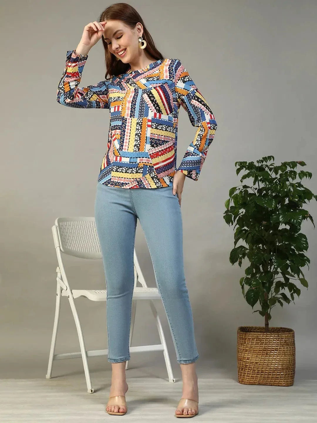 Multicolor Abstract Print Top