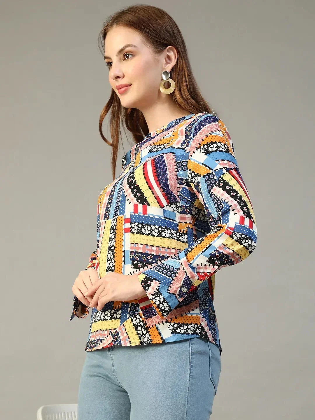 Multicolor Abstract Print Top
