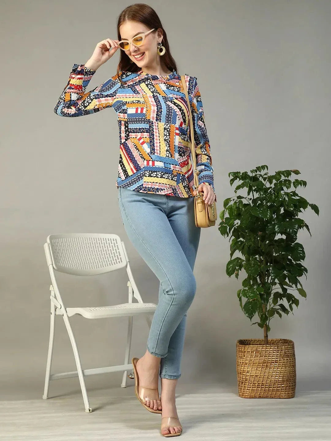 Multicolor Abstract Print Top