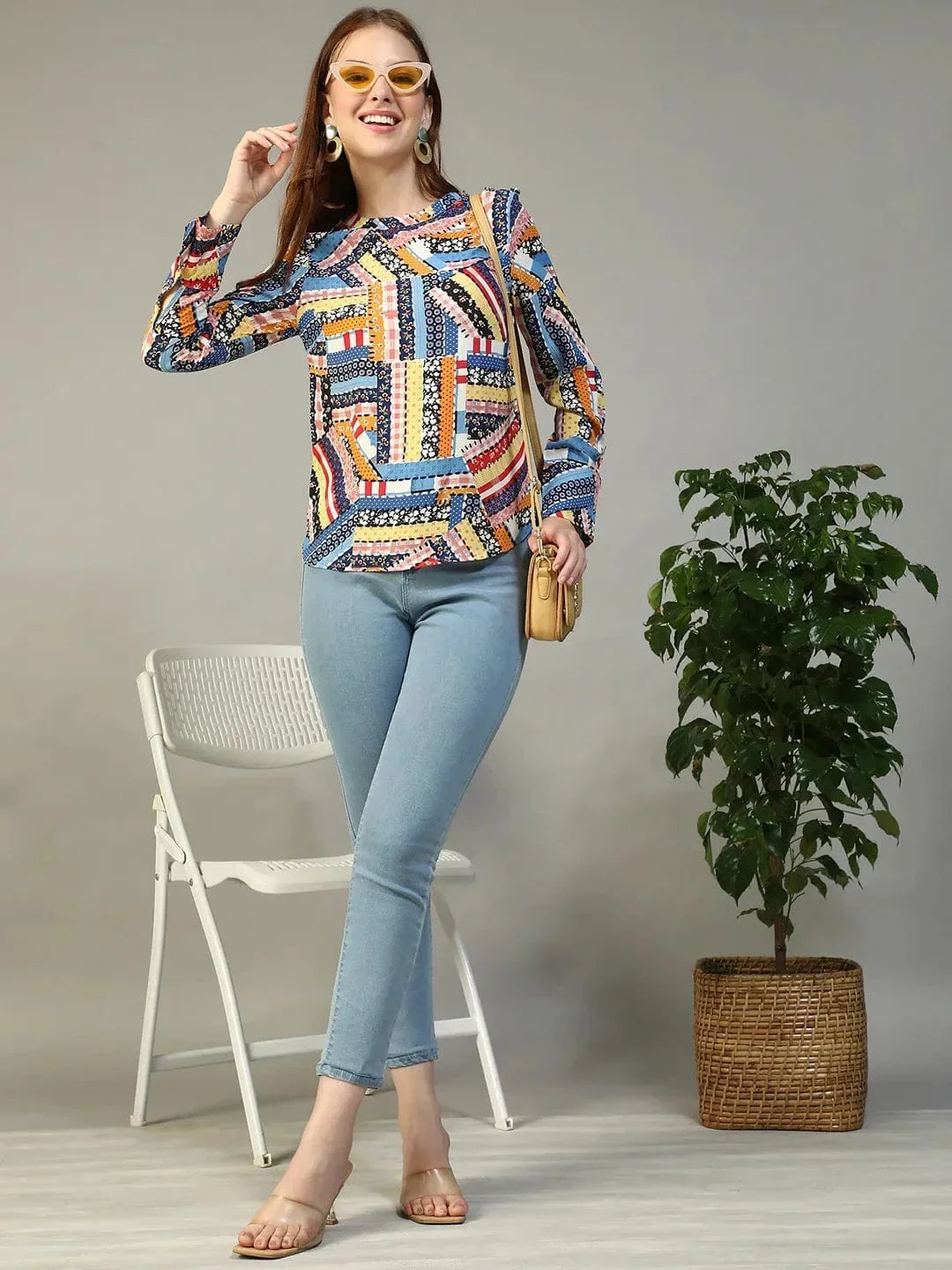 Multicolor Abstract Print Top