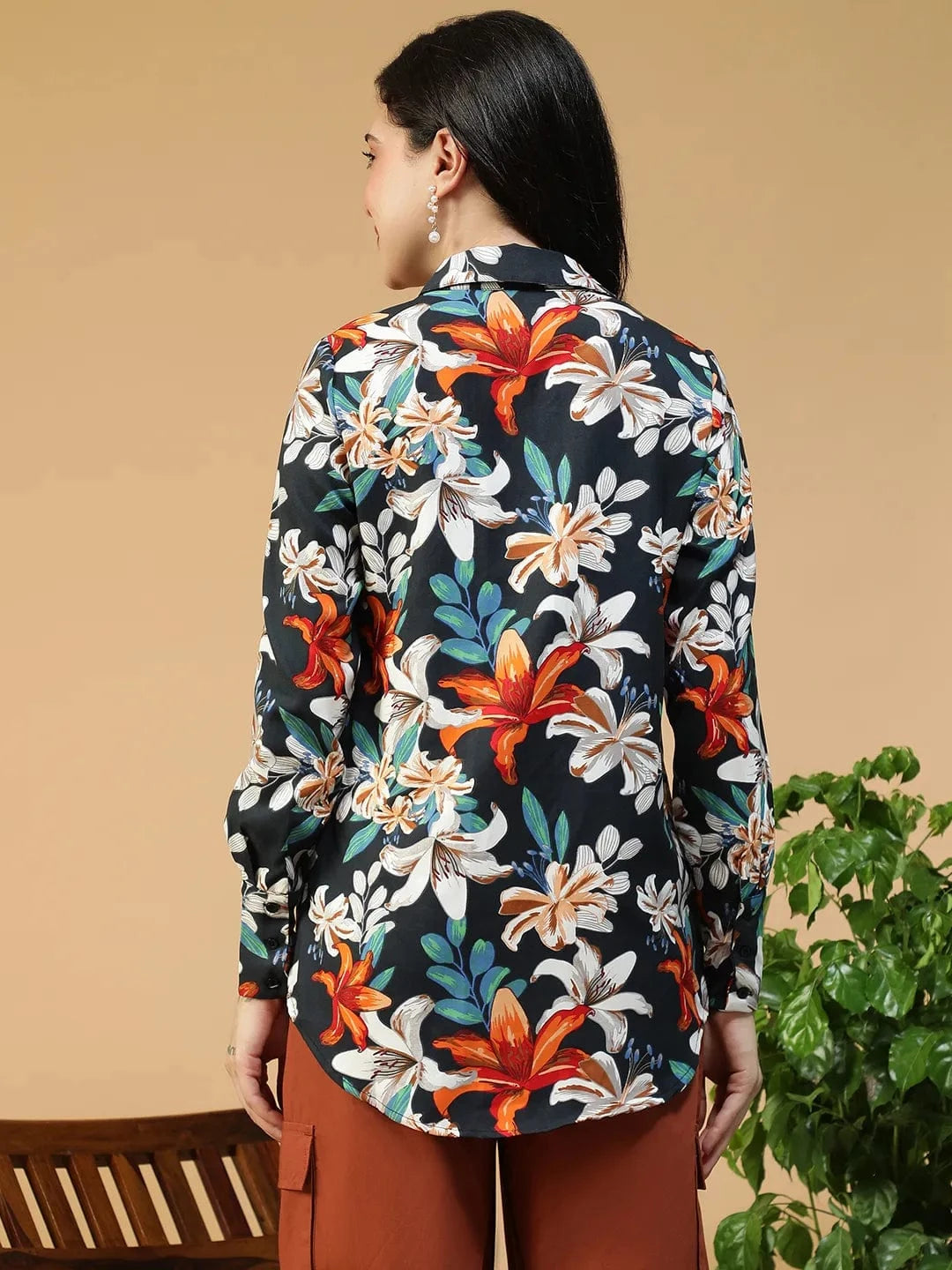 Black Floral Print Shirt