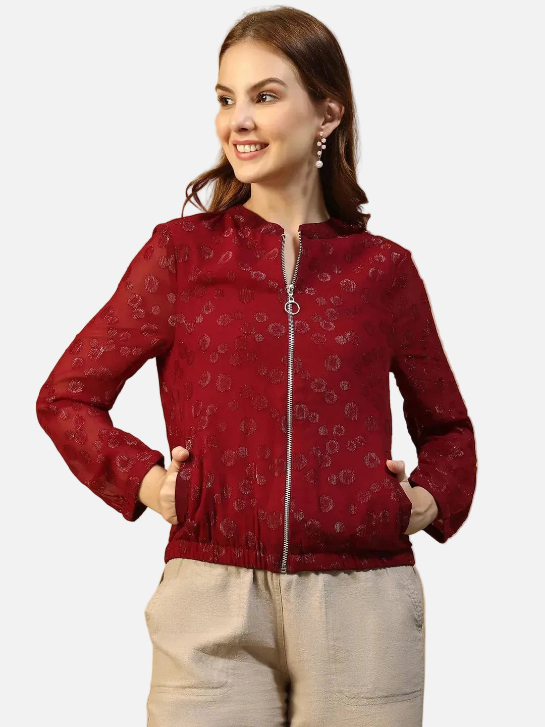 Women Maroon Jacket