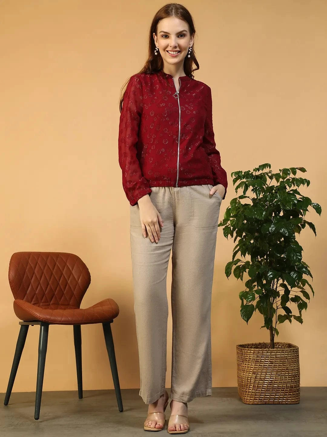 Women Maroon Jacket