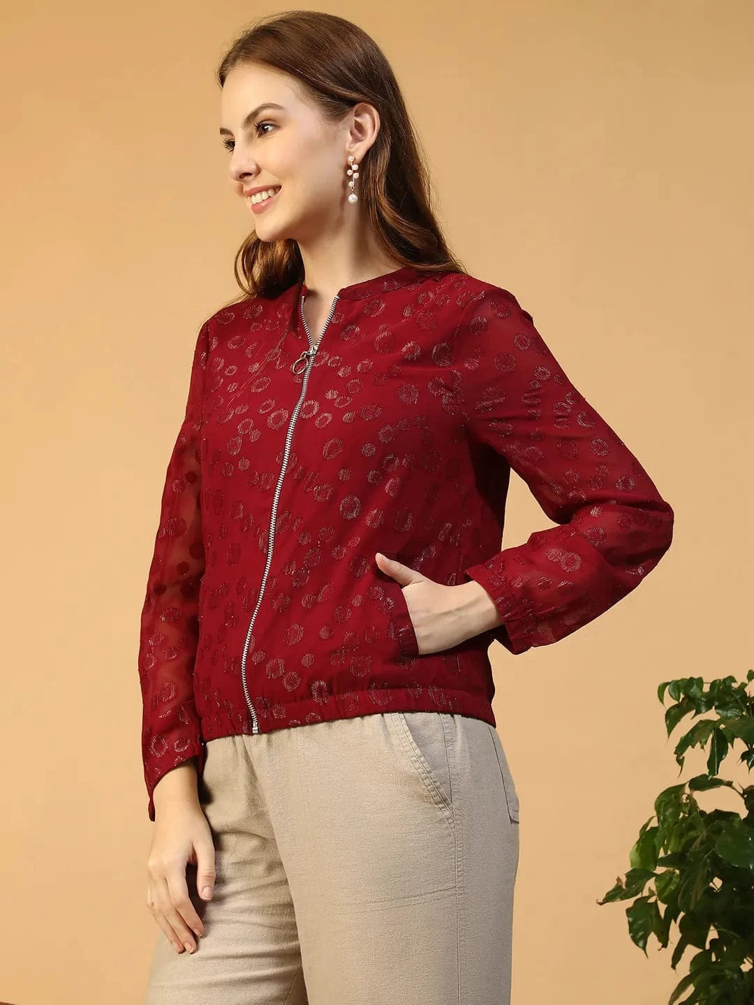 Women Maroon Jacket