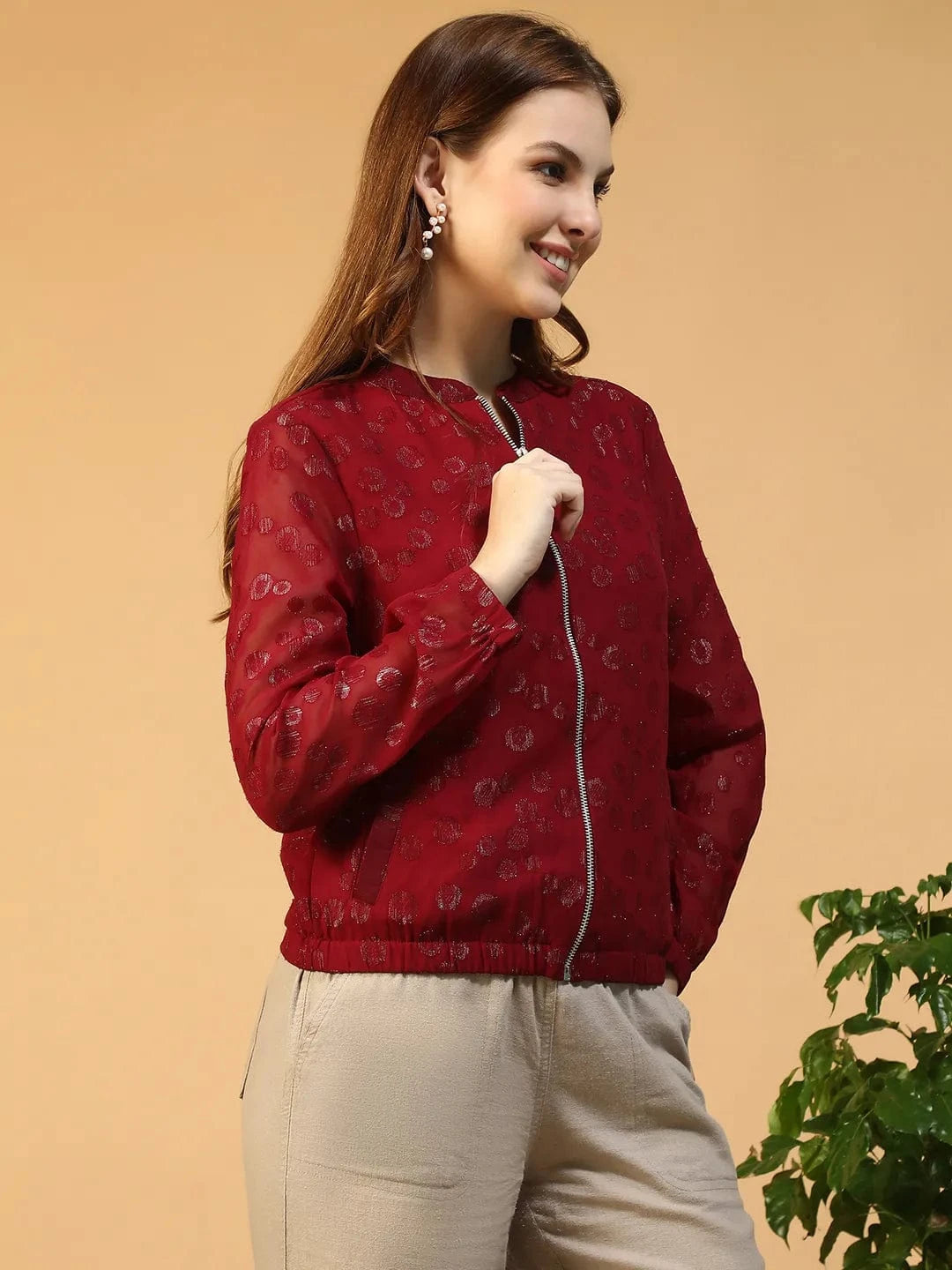 Women Maroon Jacket