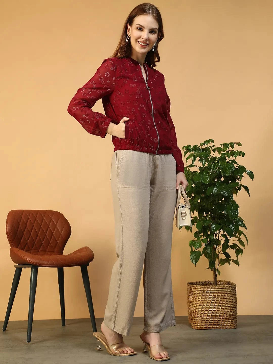 Women Maroon Jacket