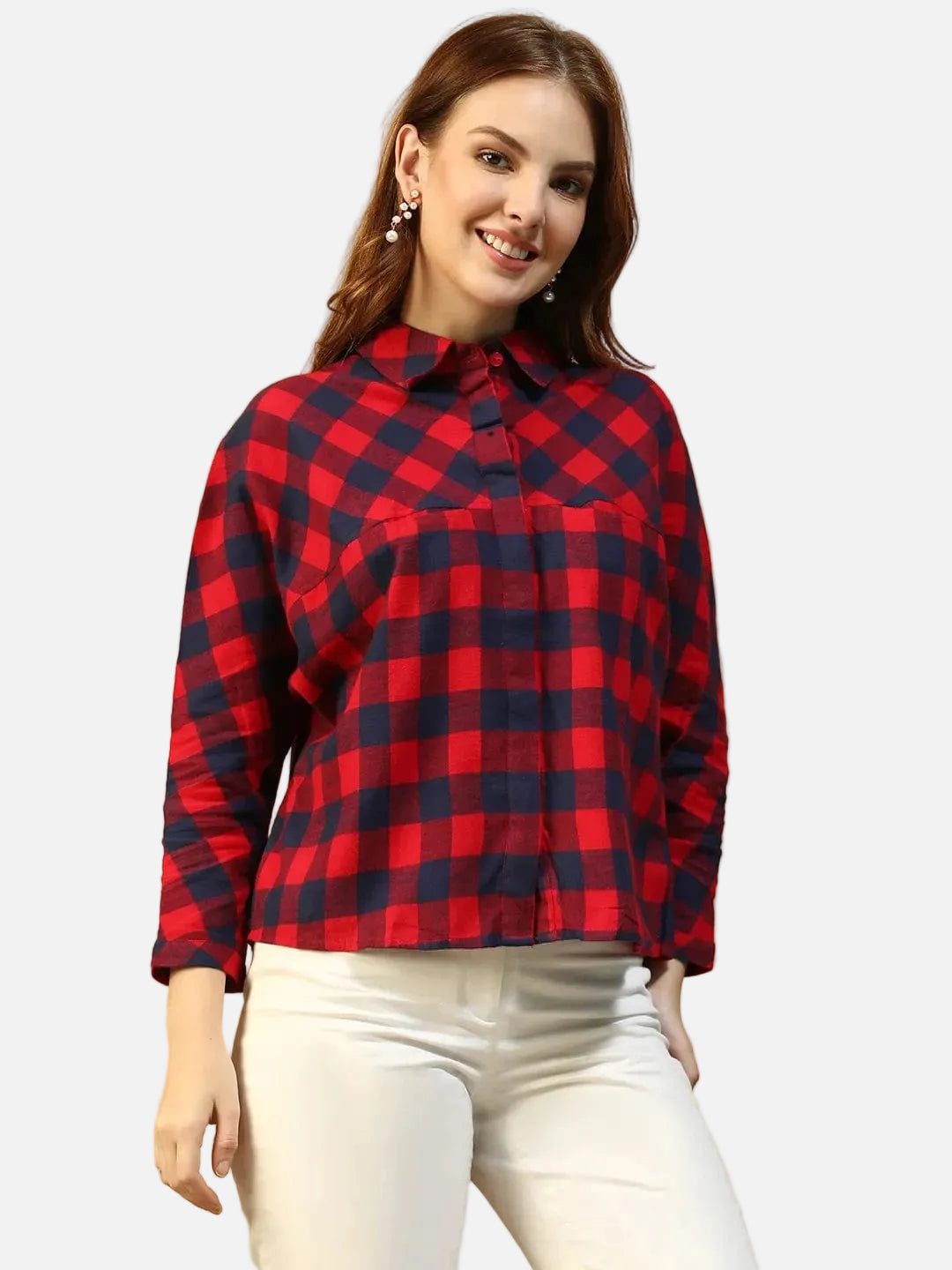 Red Check Print Cotton Shirt