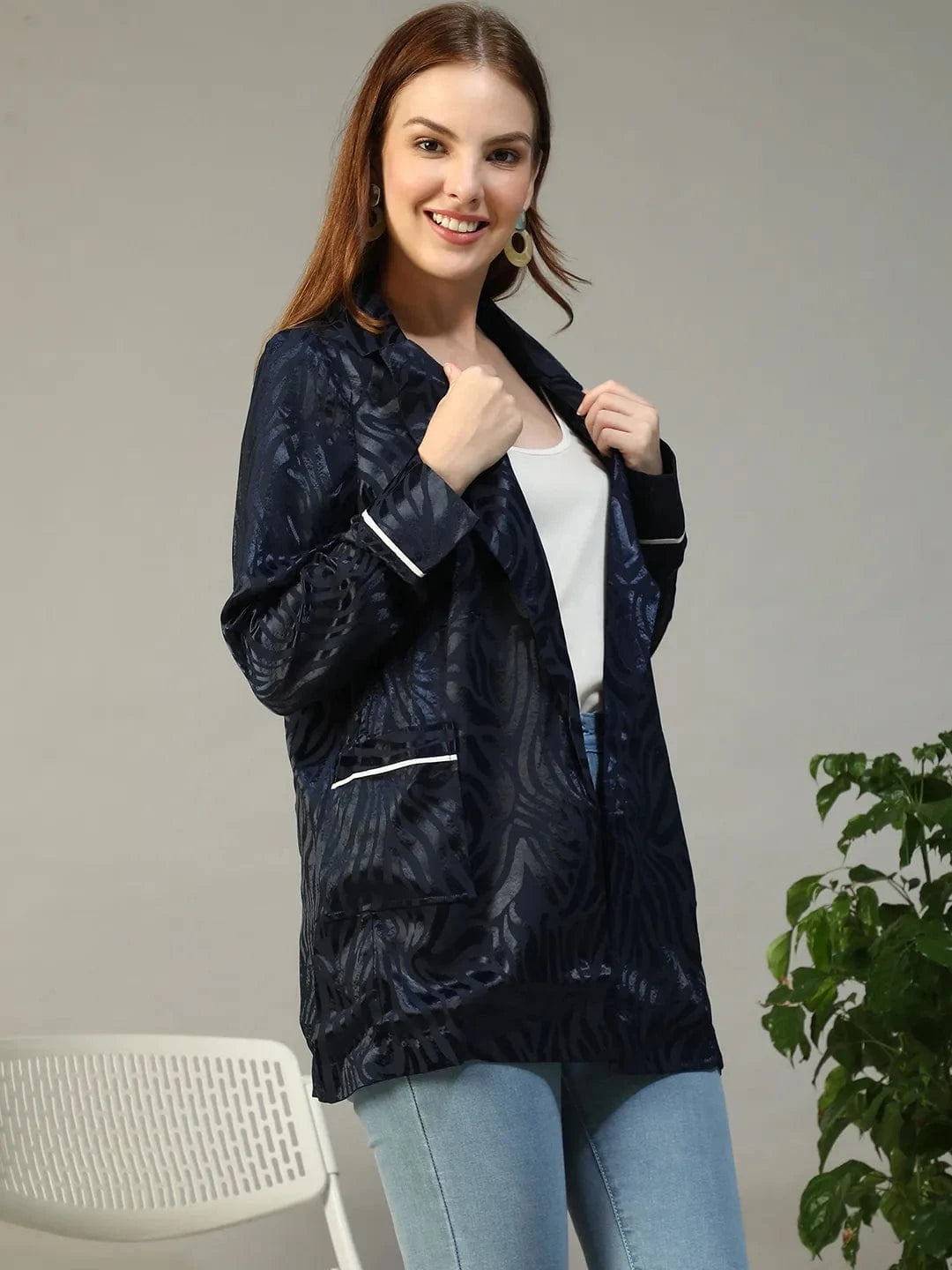 Navy Blue Women Blazer