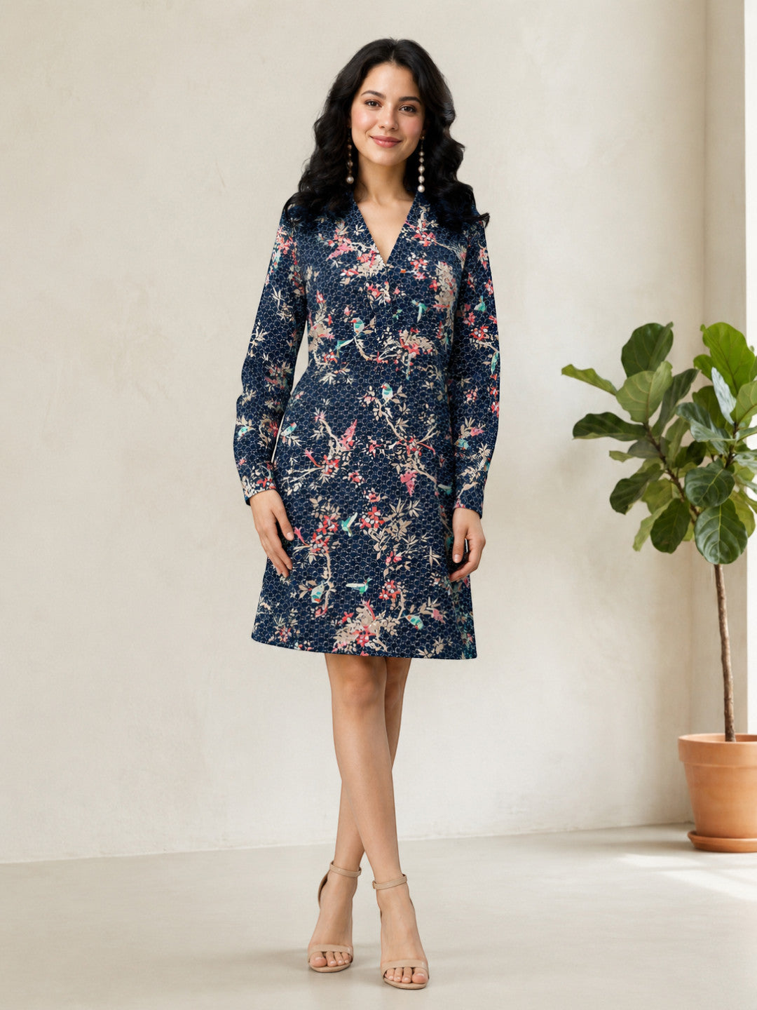 Blue Floral Print Dress