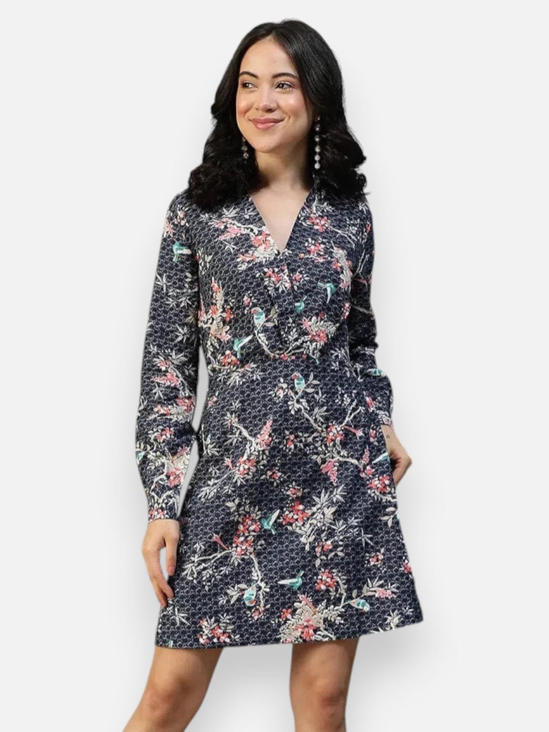 Blue Floral Print Dress