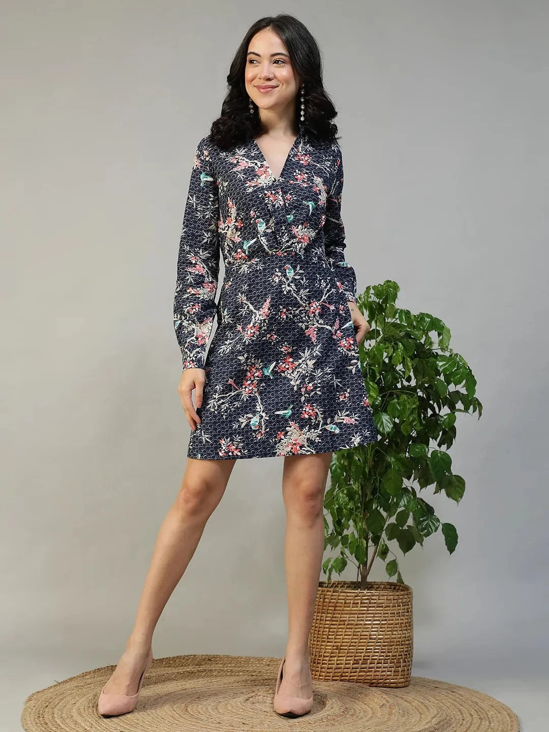 Blue Floral Print Dress