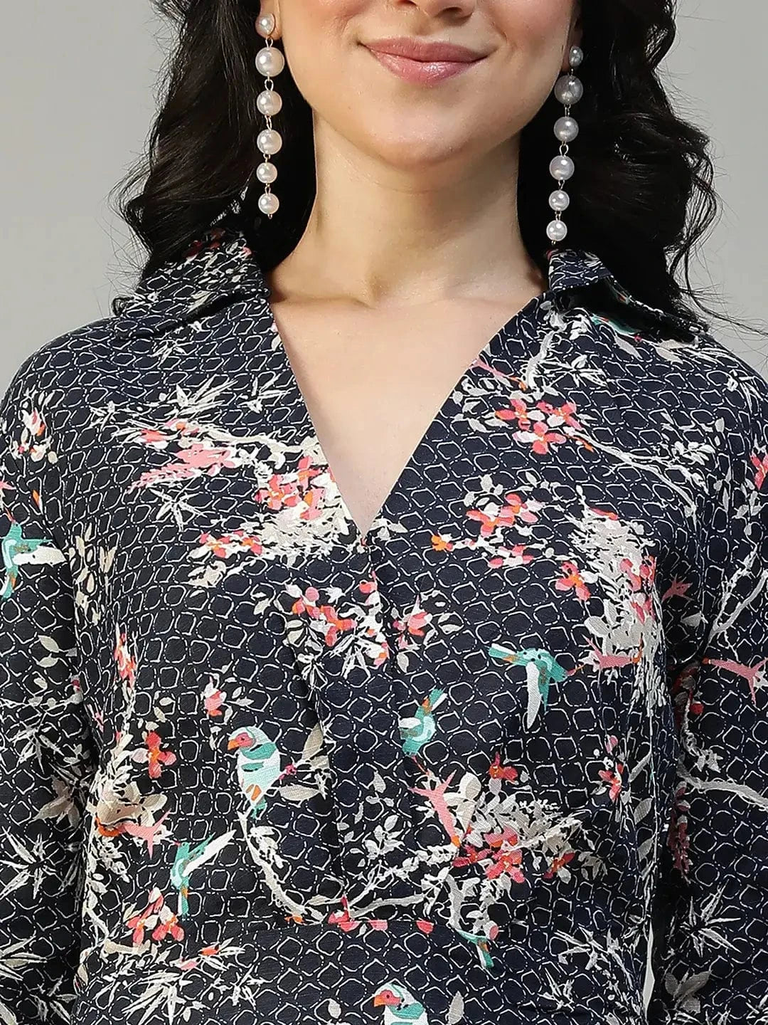 Blue Floral Print Dress