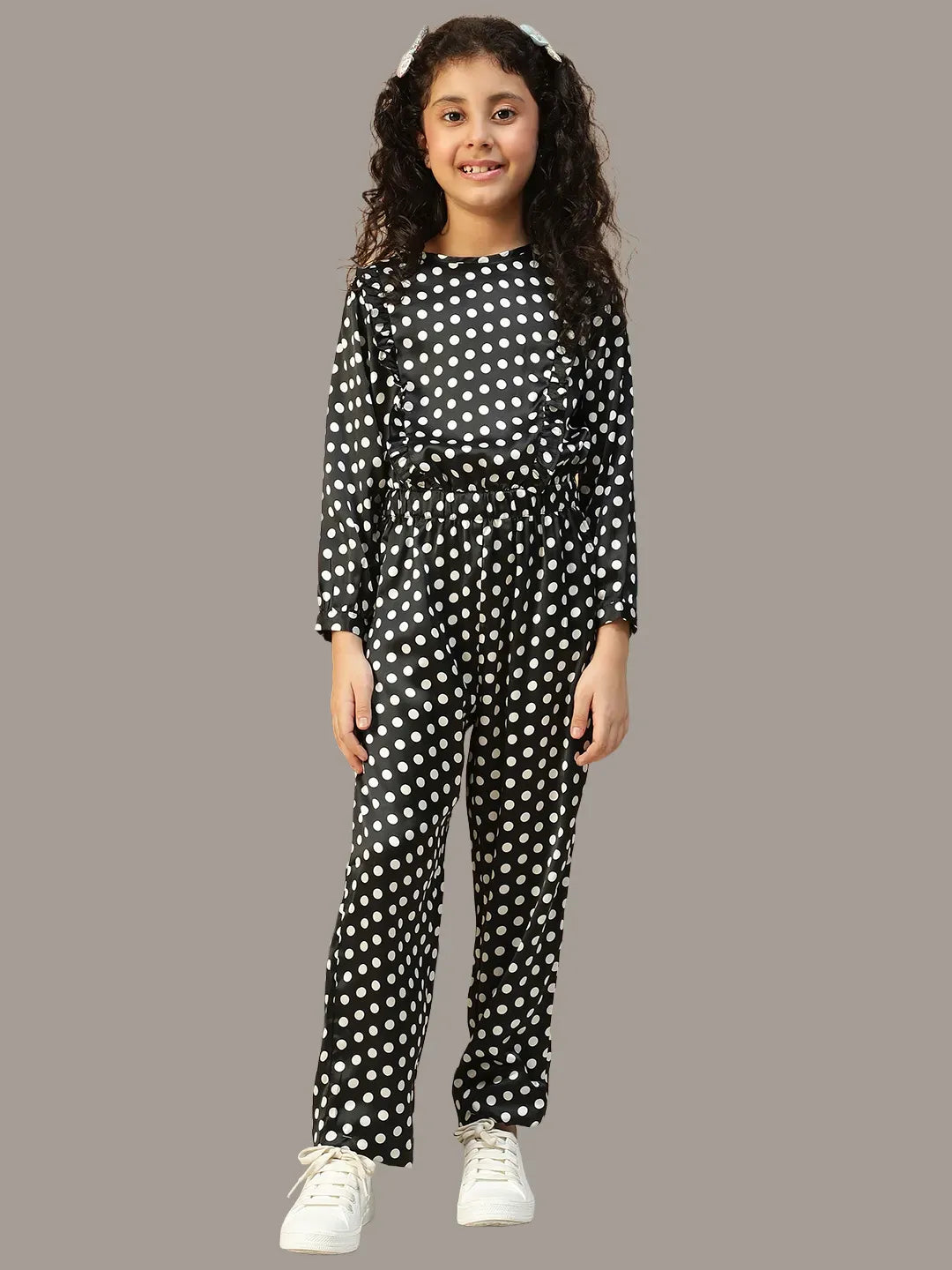 Kid Girl Black Polka Dot Jumpsuit