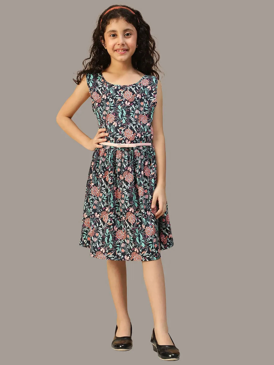 Kid Girl Multicolor Floral Print Dress