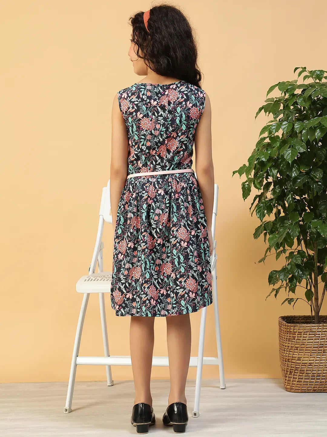 Kid Girl Multicolor Floral Print Dress