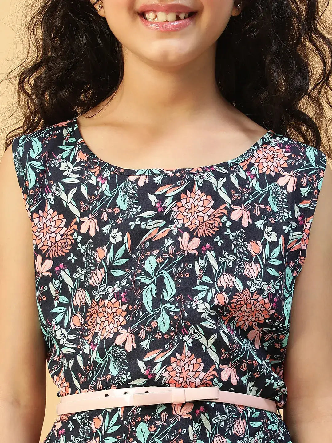 Kid Girl Multicolor Floral Print Dress