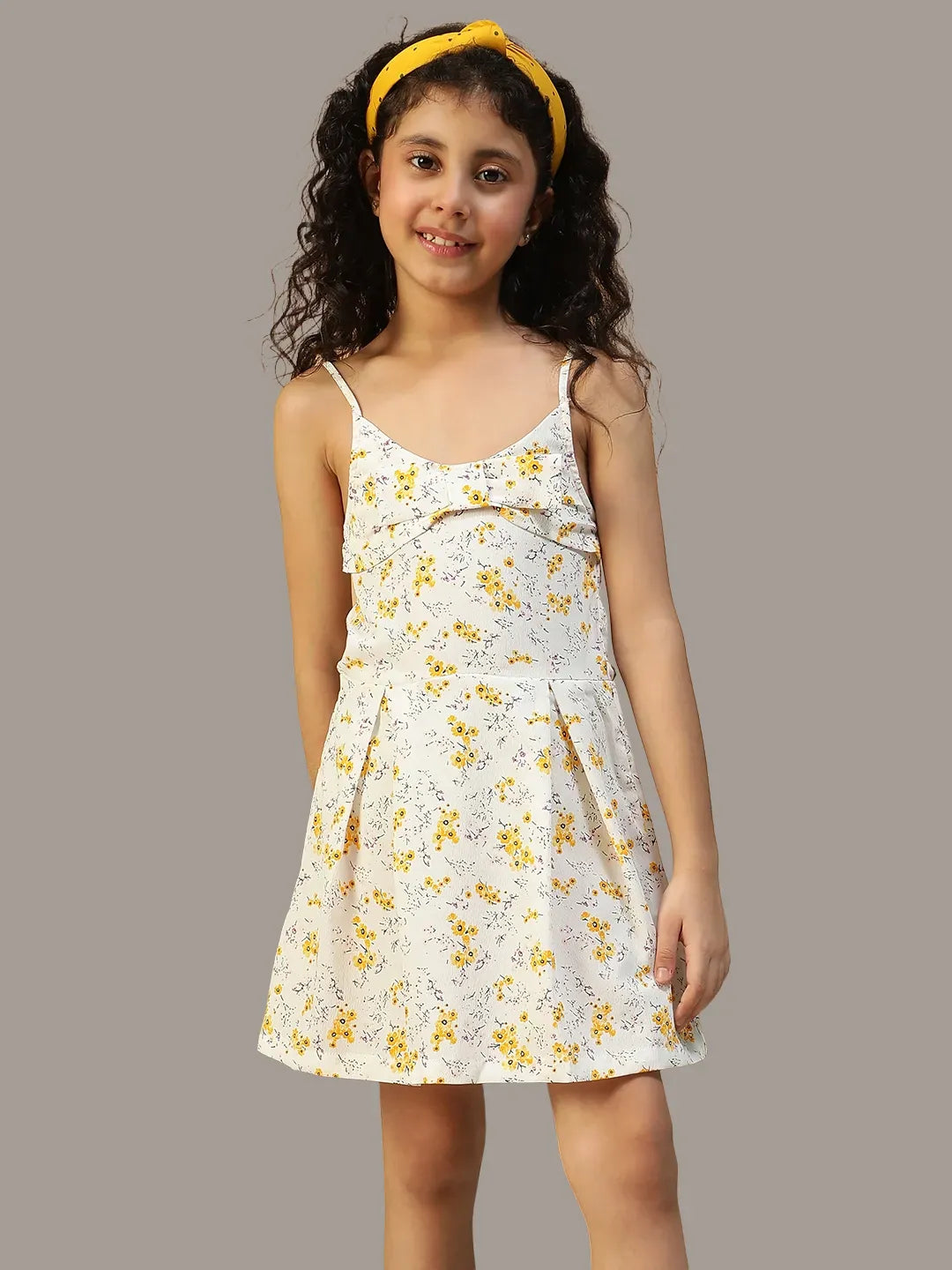 Kid Girl White Floral Print Dress