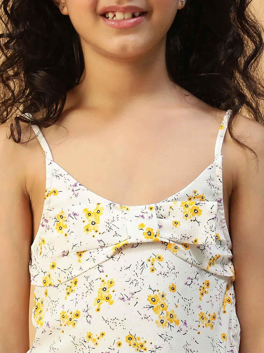 Kid Girl White Floral Print Dress