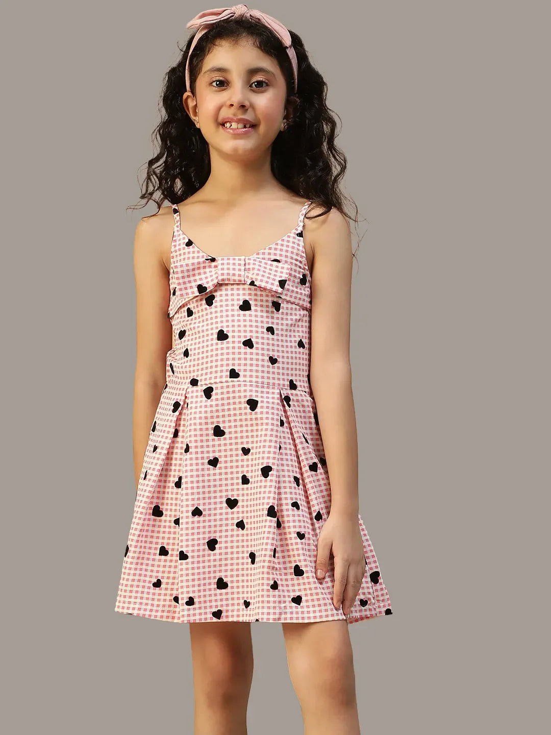 Kid Girl Pink Heart Print Dress