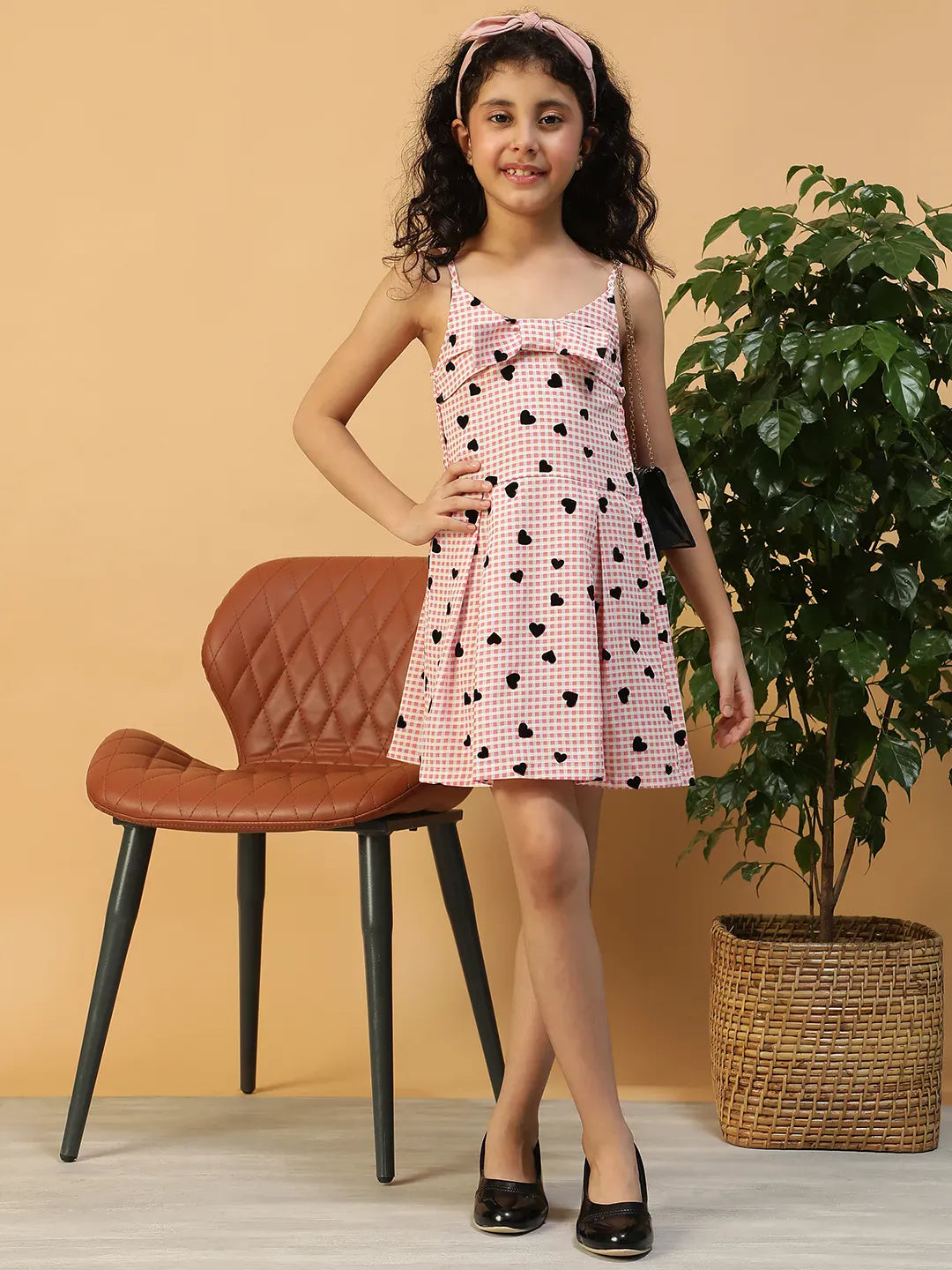 Kid Girl Pink Heart Print Dress