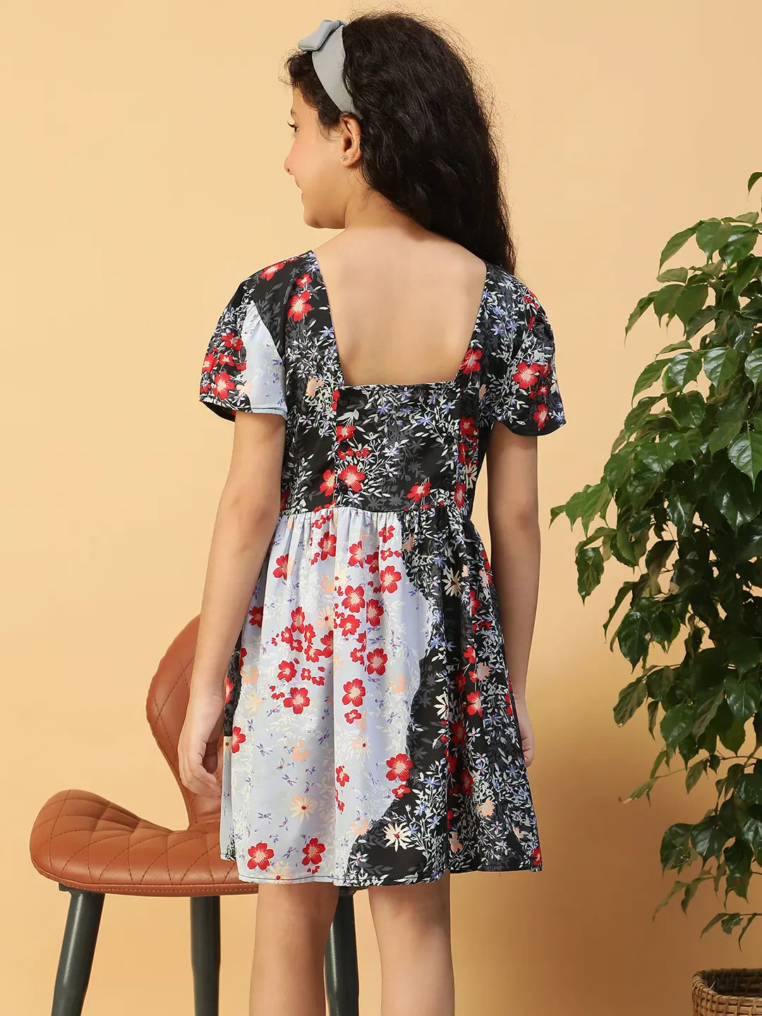 Kid Girl Multicolor Floral Print Dress