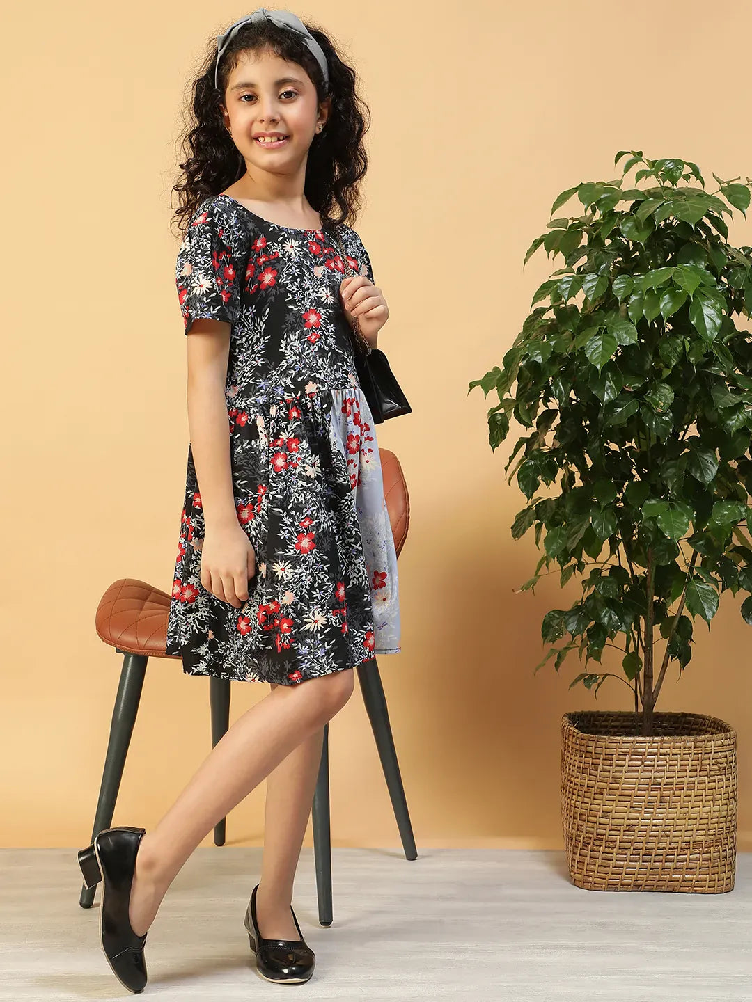 Kid Girl Multicolor Floral Print Dress