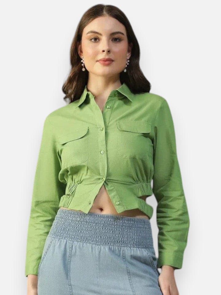 green-women-s-shirt-with-collar-cut-outs