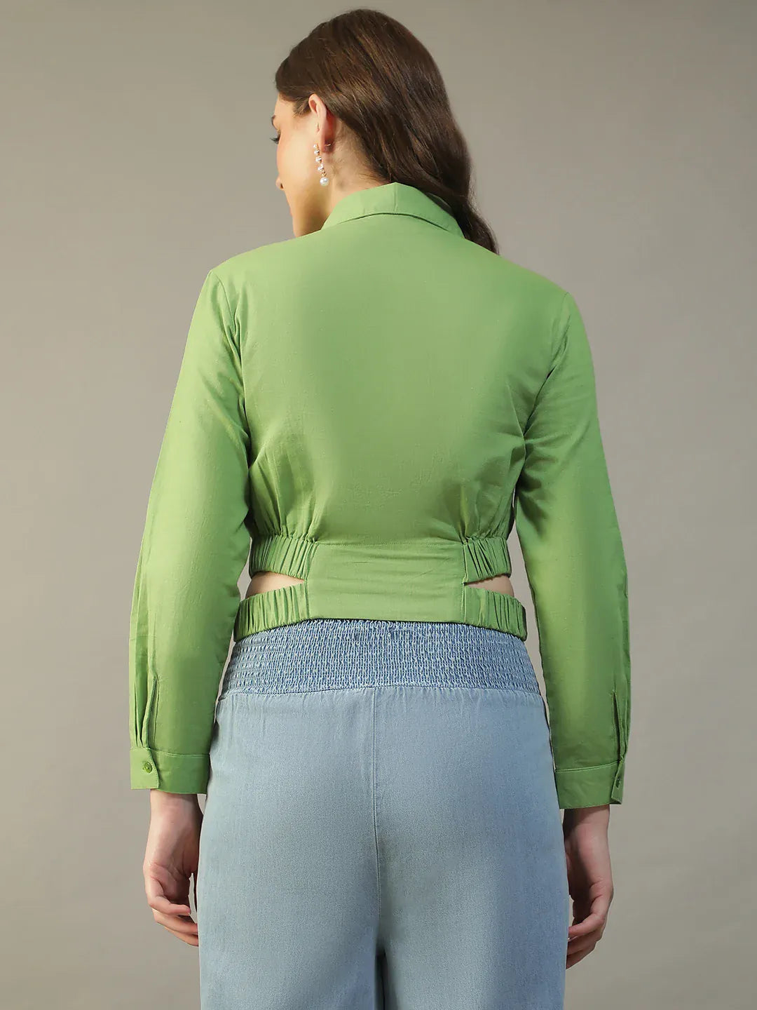 Women Green Cotton Shirt