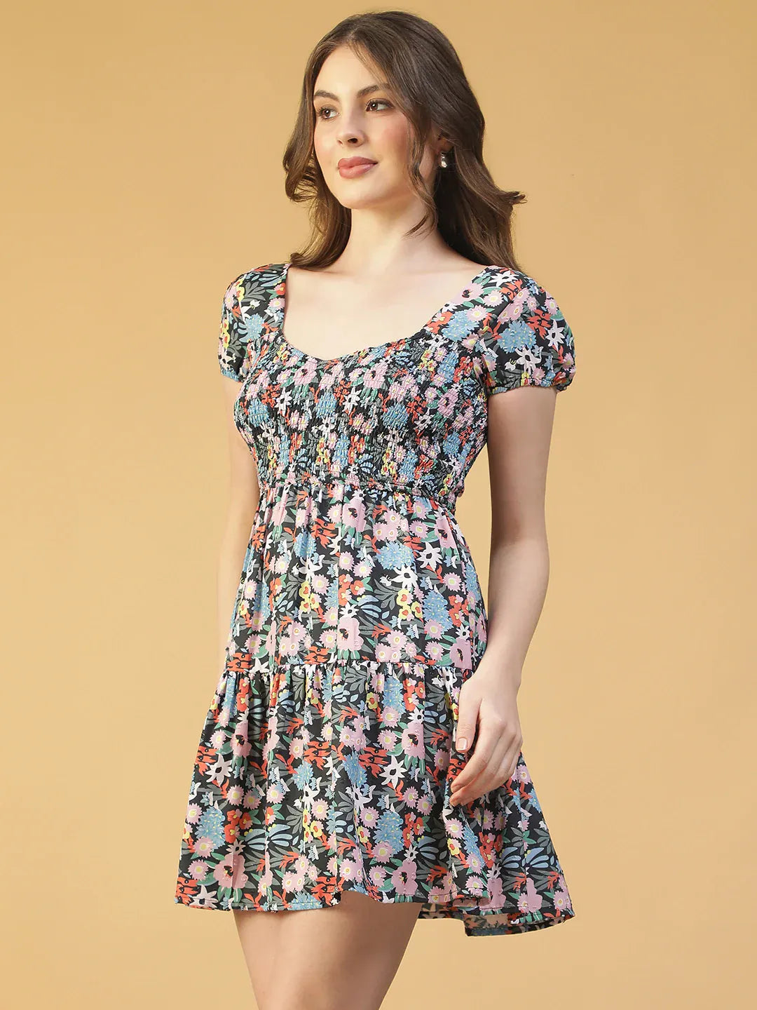 Multicolor Floral Print Dress