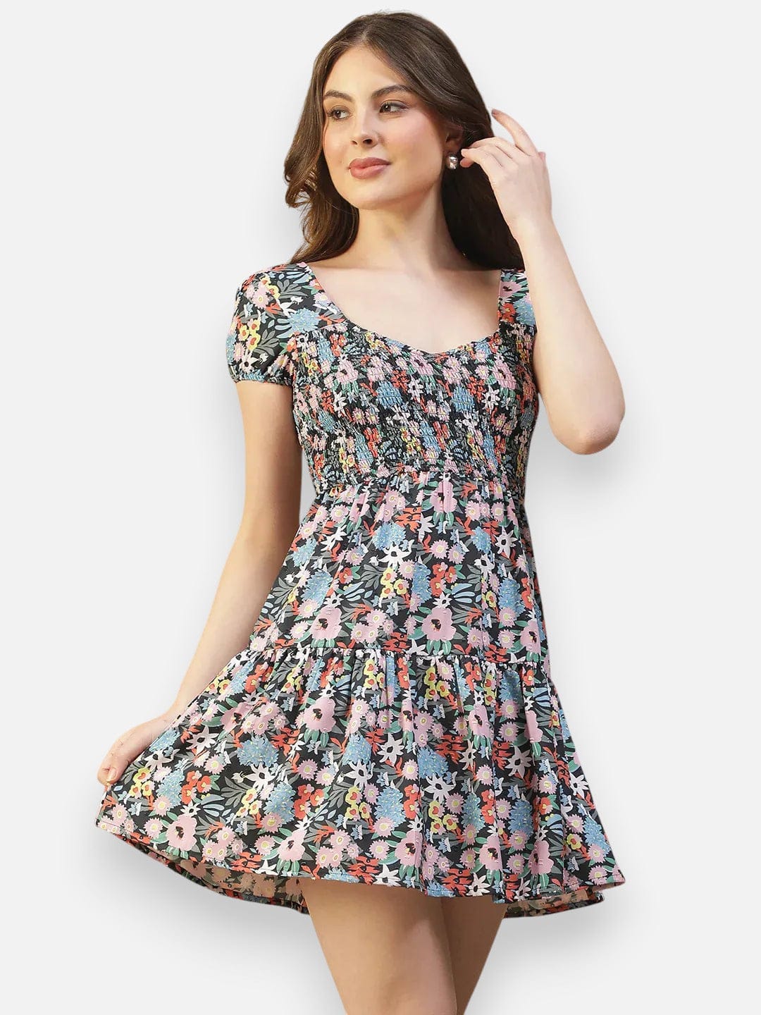 Multicolor Floral Print Dress