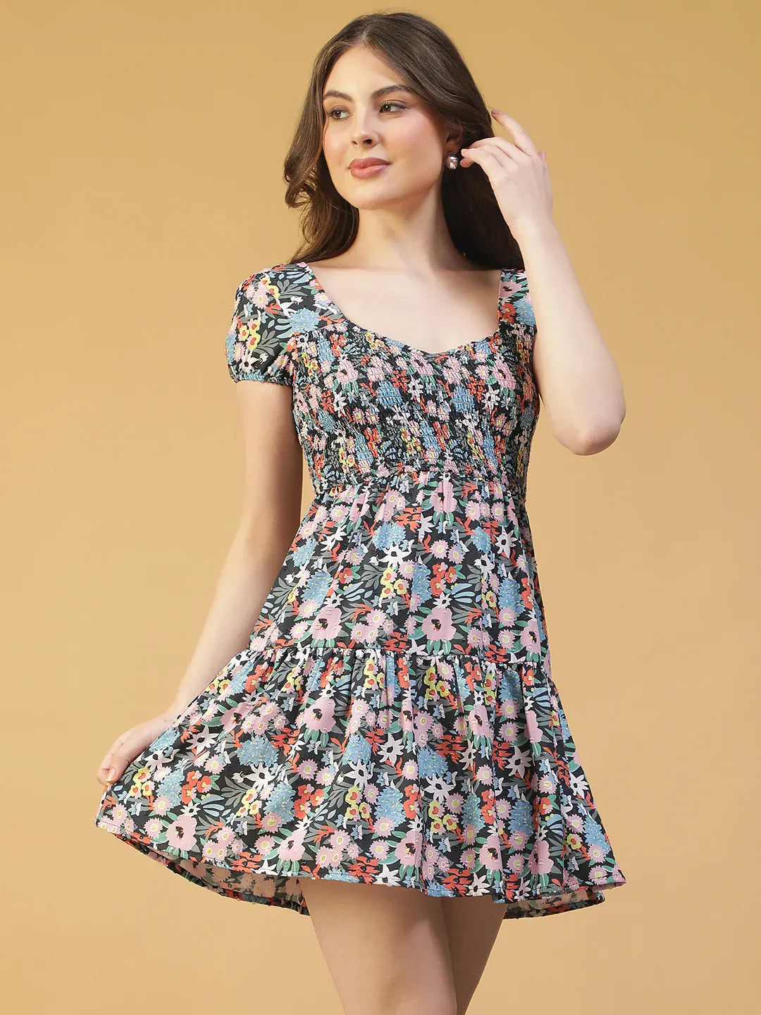 Multicolor Floral Print Dress