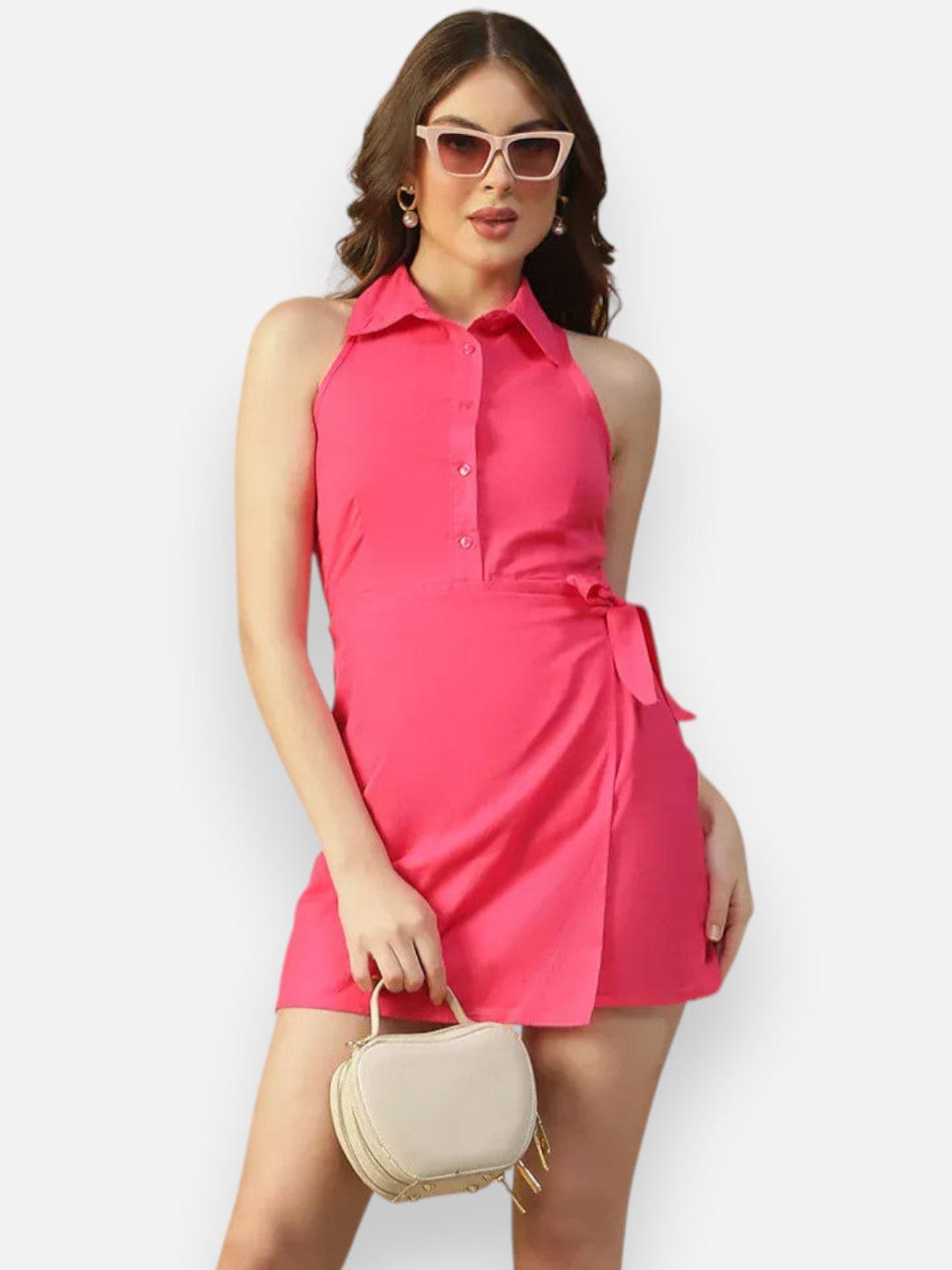 Pink Cotton Wrap Dress