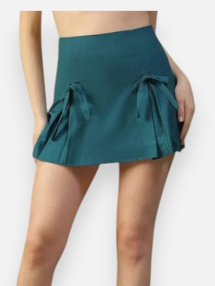 Blue Cotton Mini Skirt