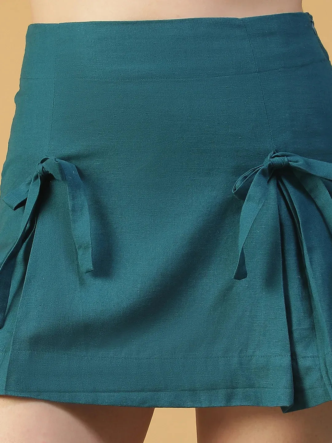 Blue Cotton Mini Skirt