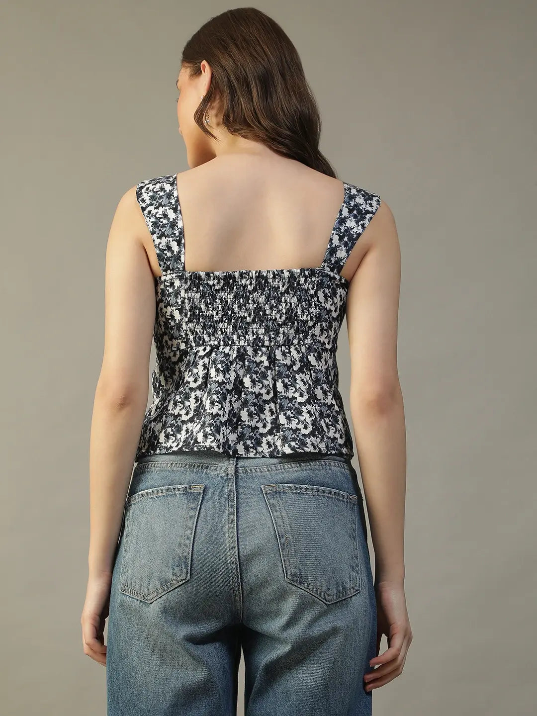 Blue Floral Print Top