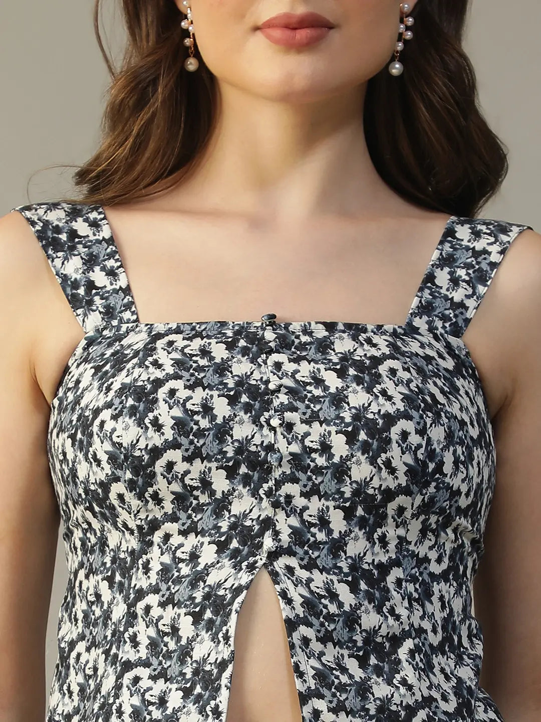 Blue Floral Print Top