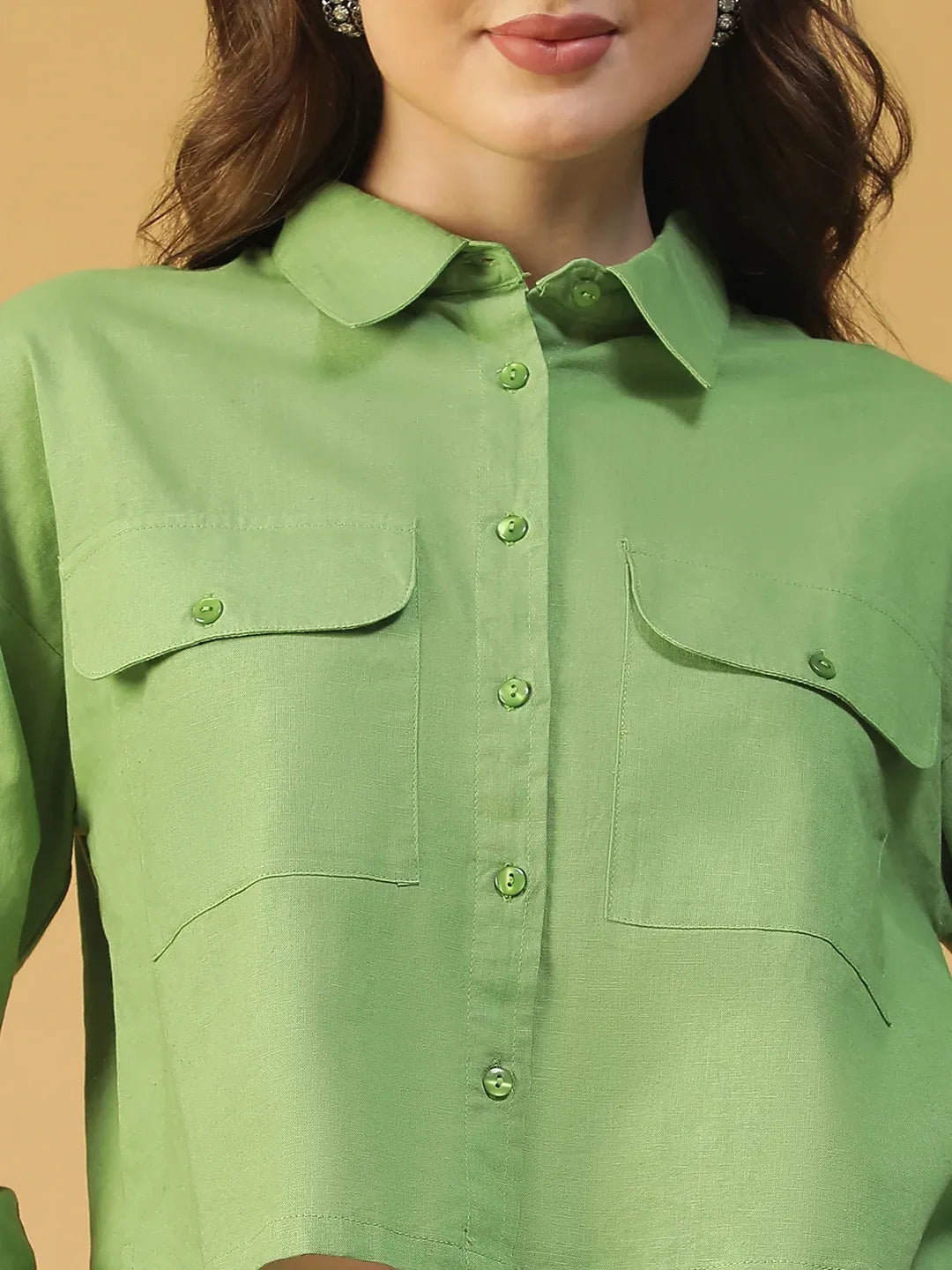 Women's Green Cotton Shirt