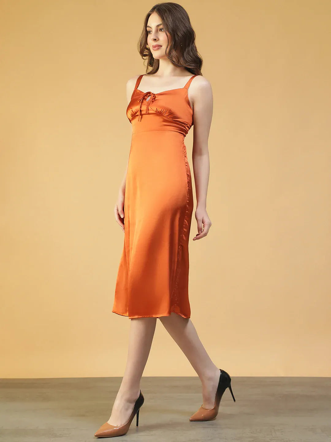 Women Brown Midi Dress