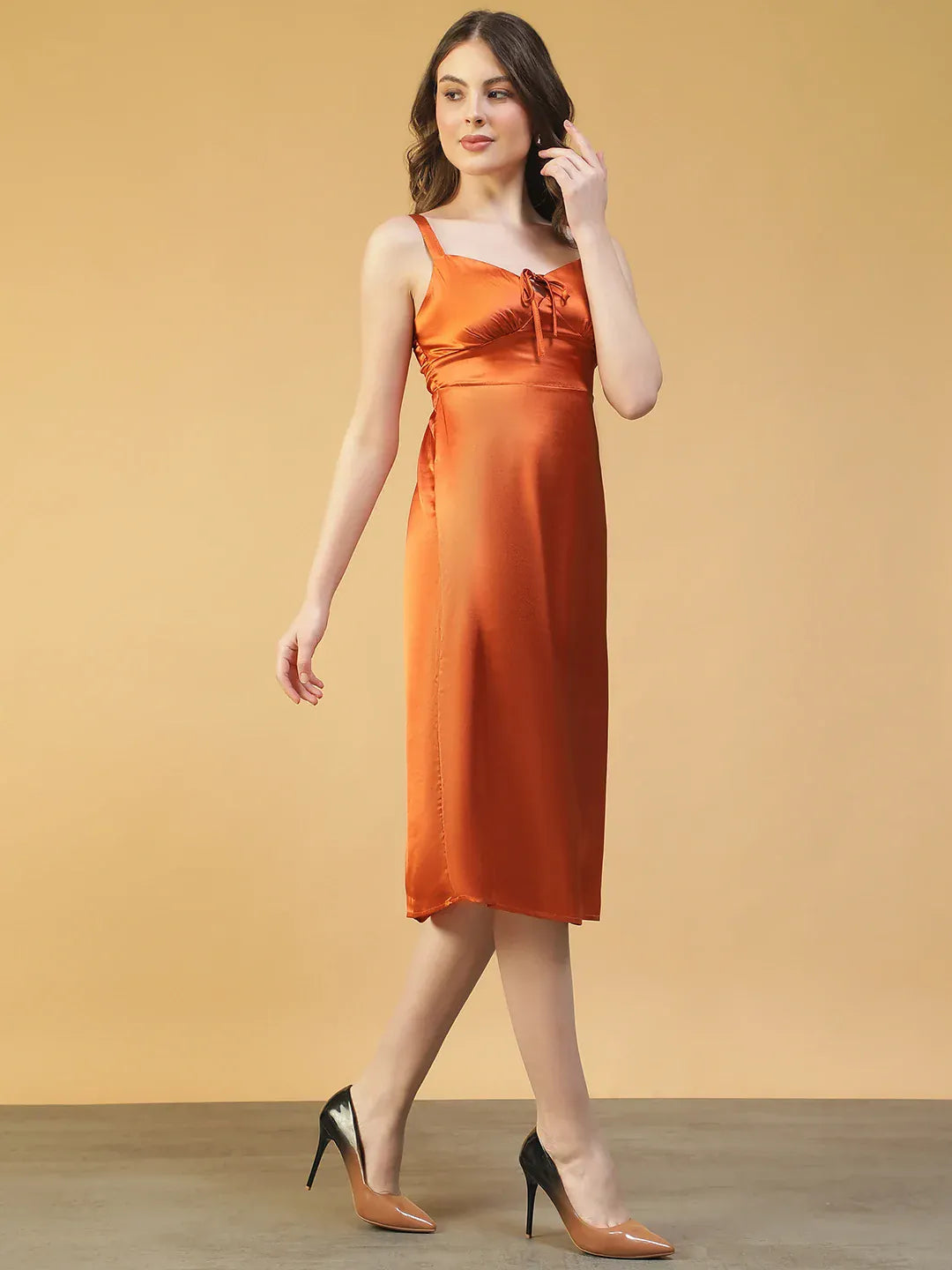 Women Brown Midi Dress