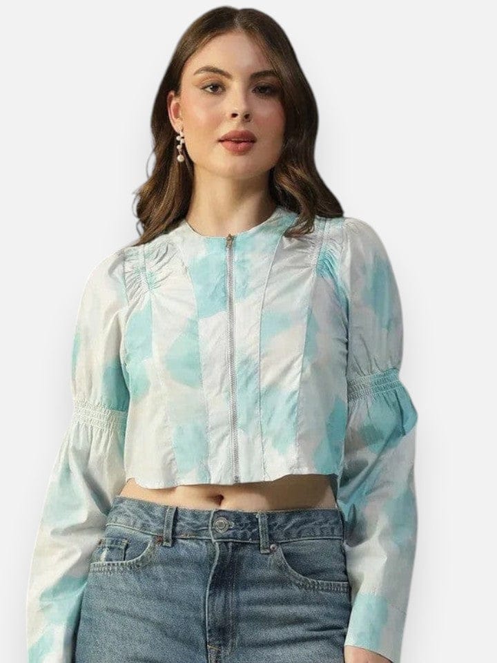 Blue Tie-Dye Crop Top