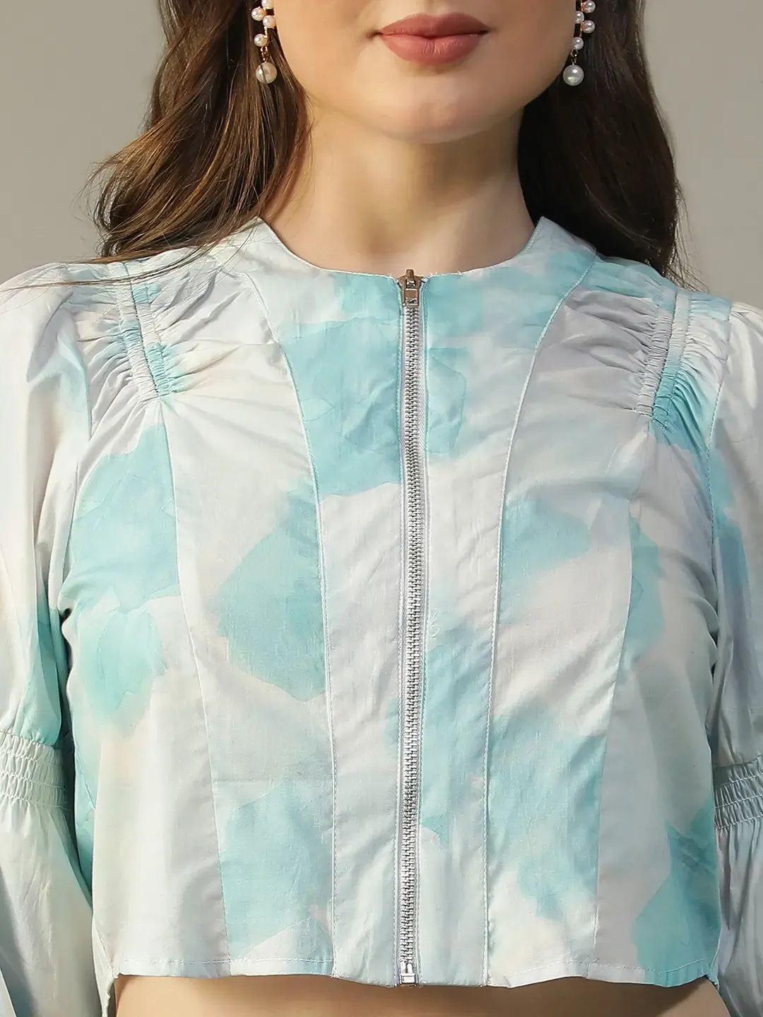 Blue Tie-Dye Crop Top