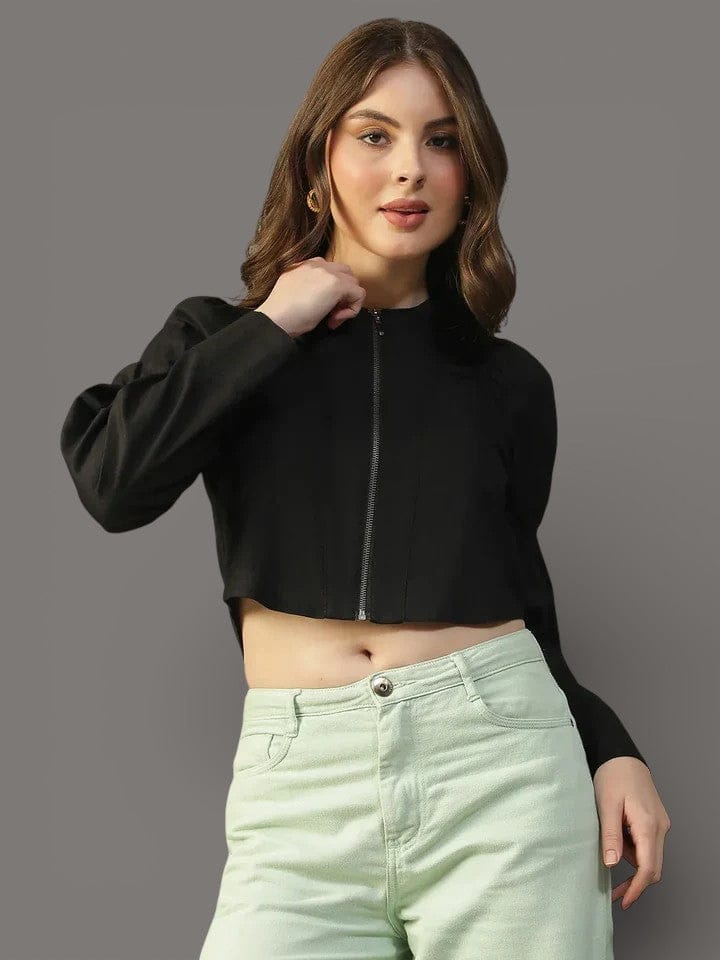Black Cotton Crop Top