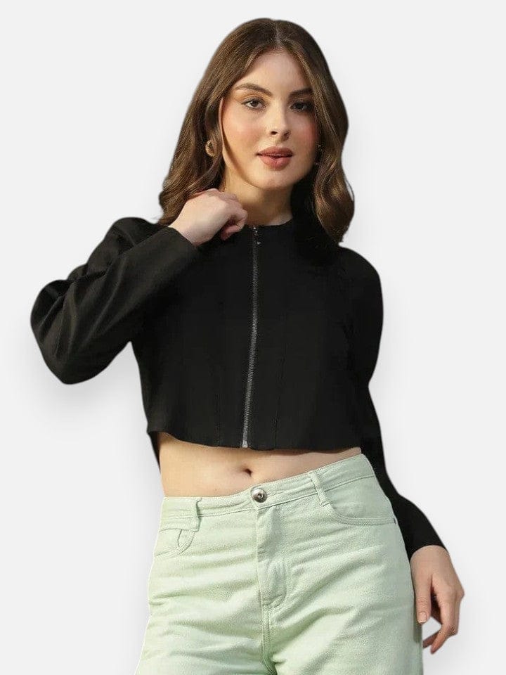 Black Cotton Crop Top