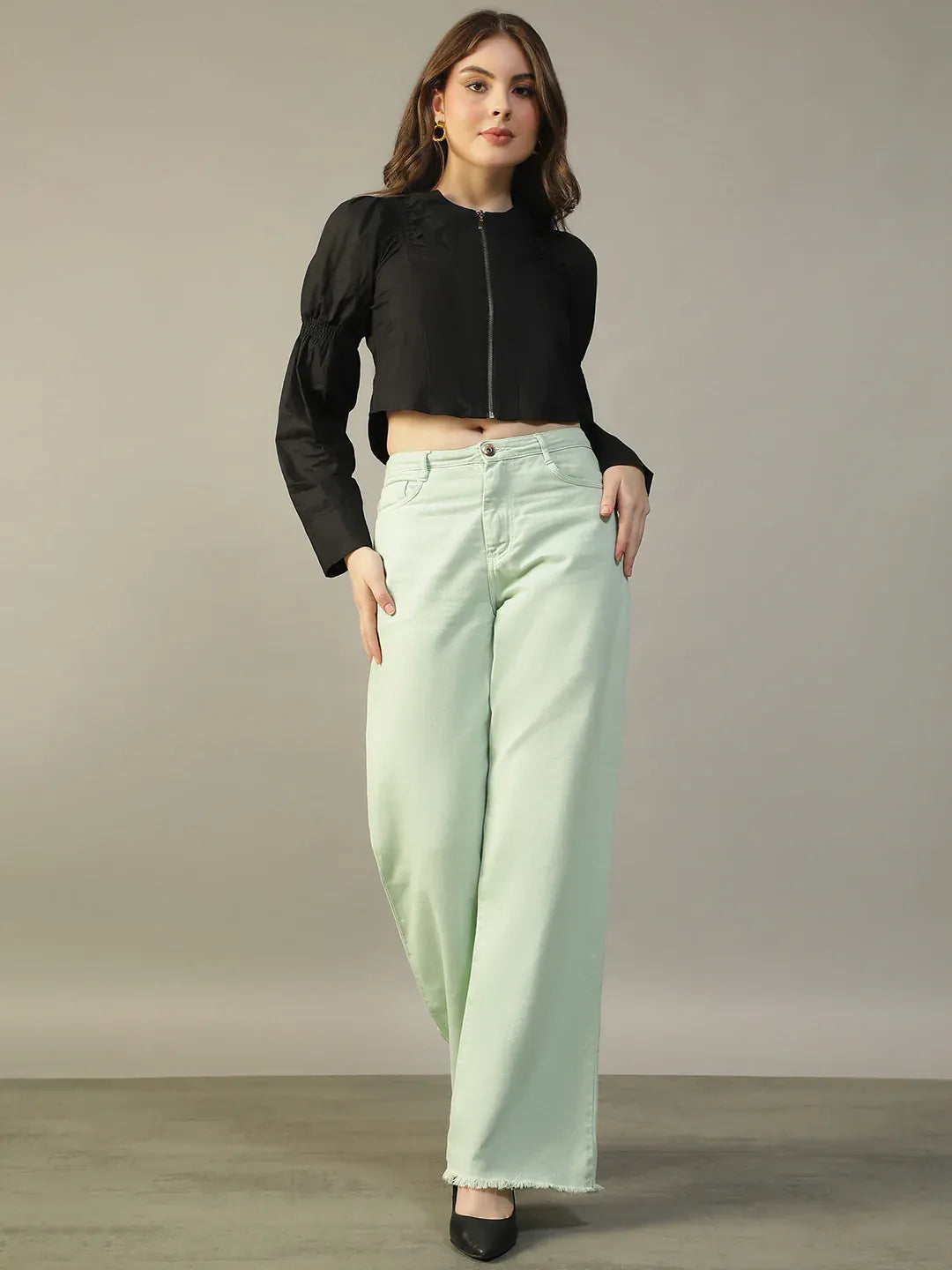 Black Cotton Crop Top