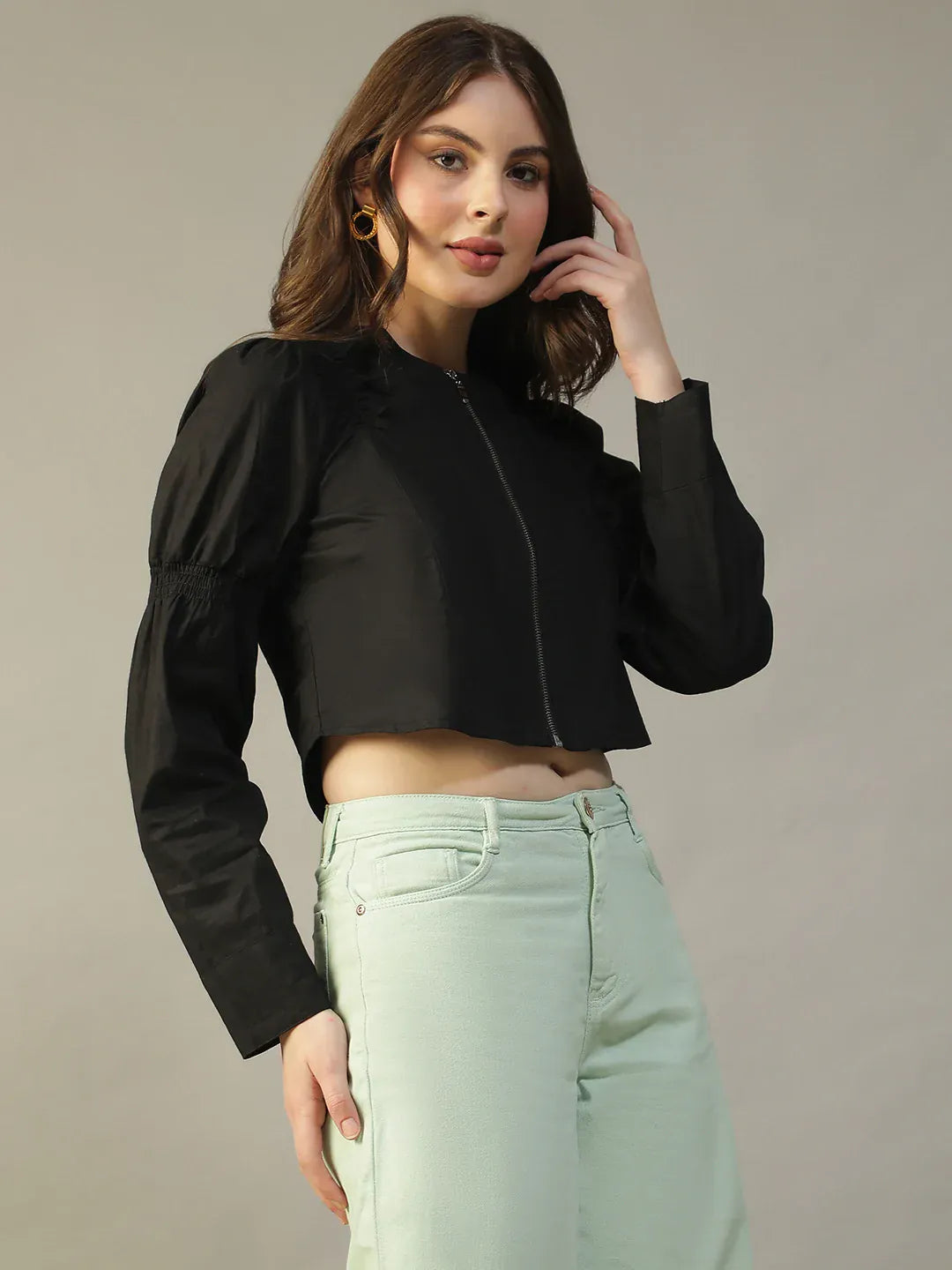 Black Cotton Crop Top