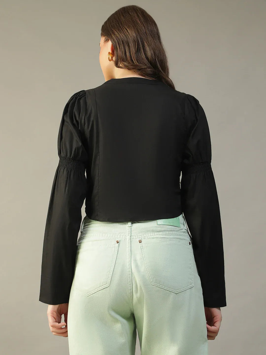 Black Cotton Crop Top